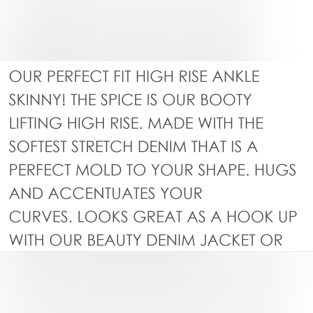 Celebrity Pink the Spice Jean 13/31 high rise ankle skinny with booty lift - Picture 9 of 9